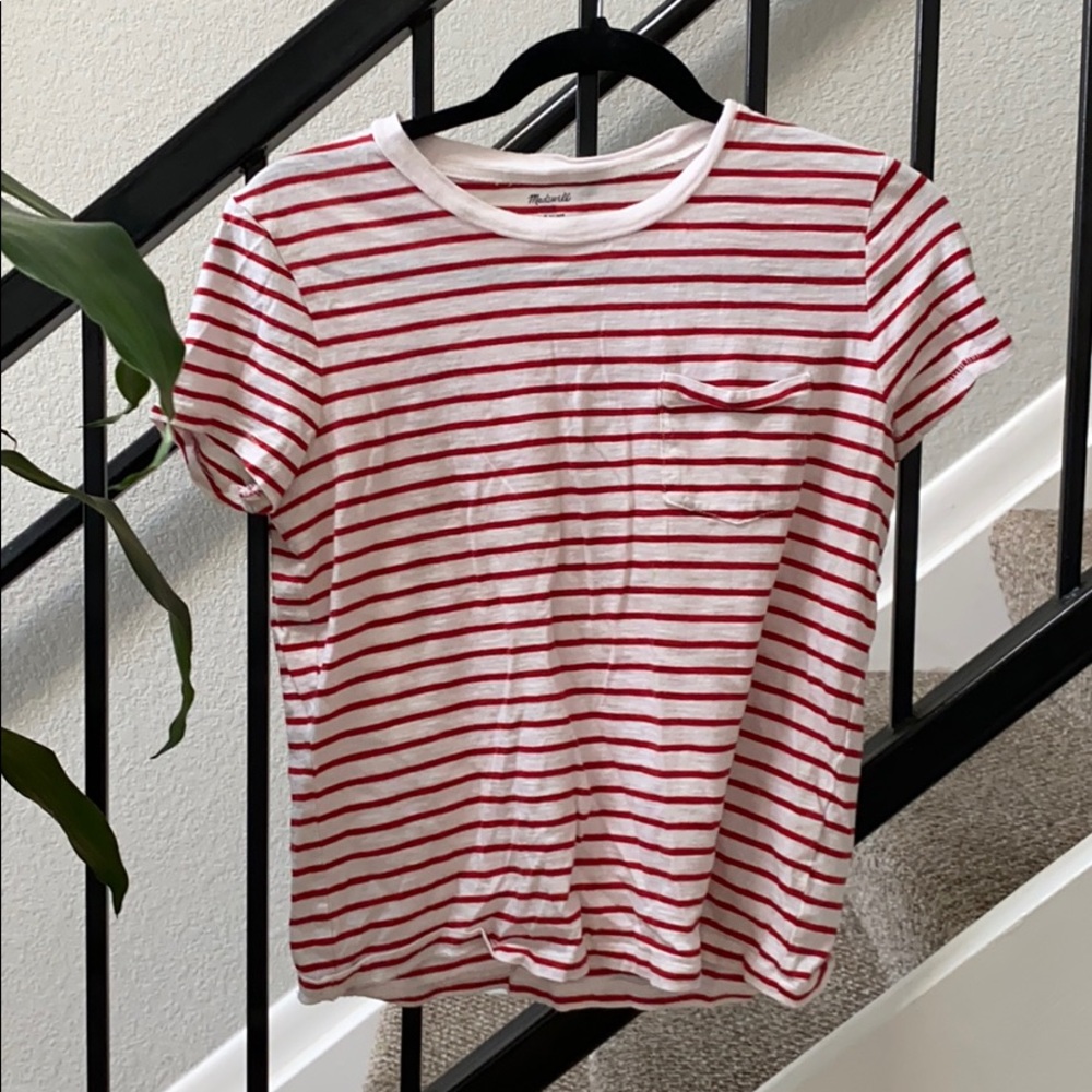 White and Red Stripped Top